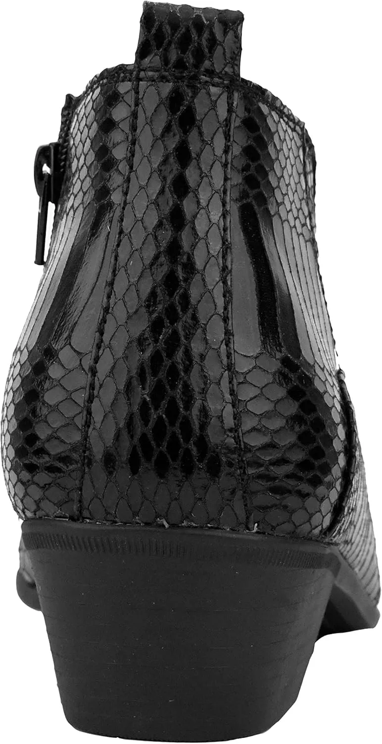 Bolano Adder Mens Dress Boots - Realistic Snake Print, Easy Zipper Slip On Ankle Boots