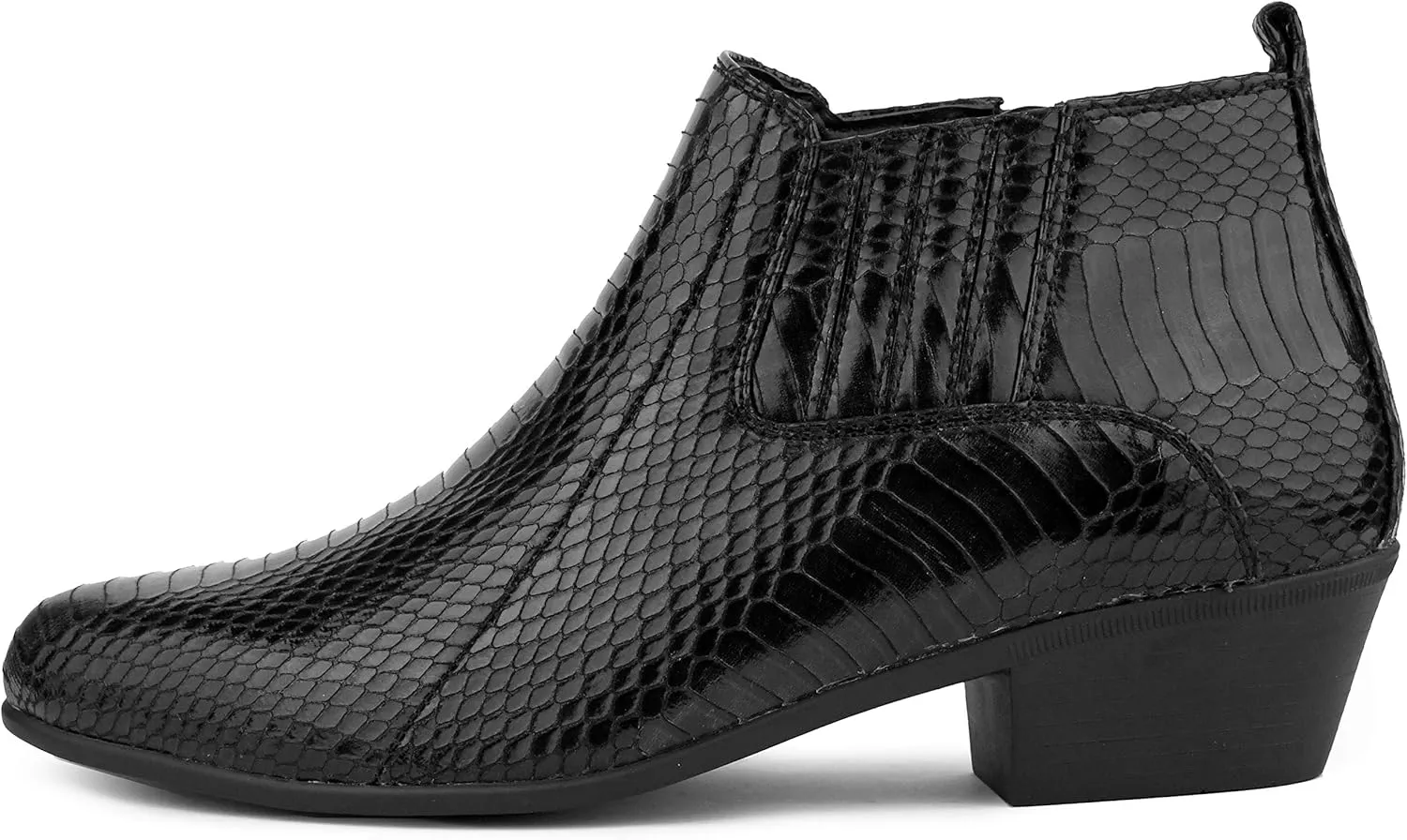 Bolano Adder Mens Dress Boots - Realistic Snake Print, Easy Zipper Slip On Ankle Boots
