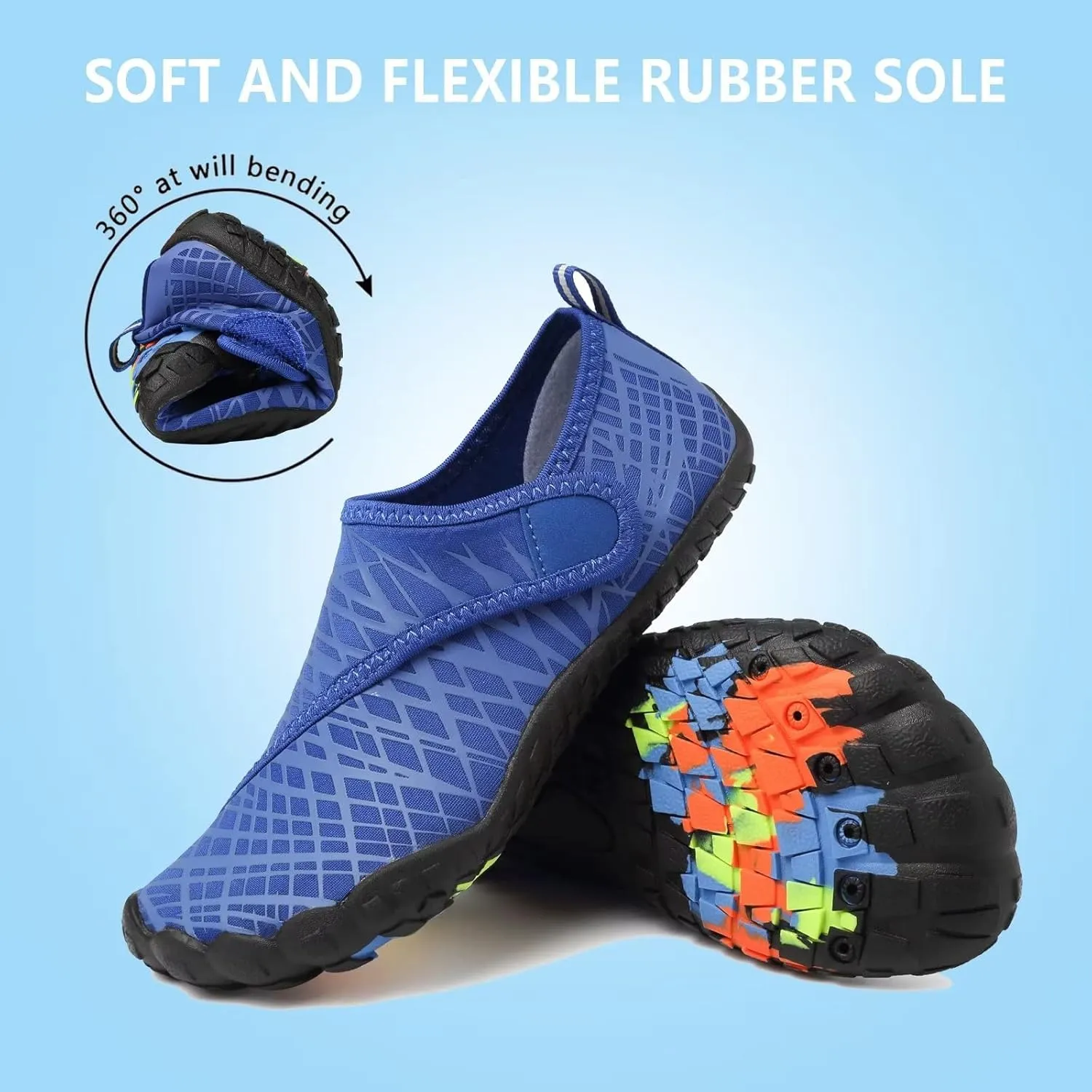 Boys & Girls Water Shoes Lightweight Comfort Sole Easy Walking Athletic Slip on Aqua 5 Toe Sock(Toddler/Little Kid/Big Kid)