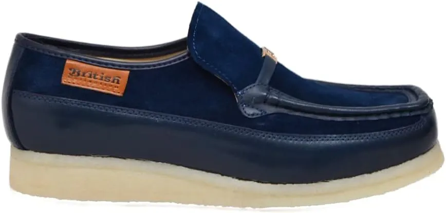British Collection Power Plus Men Suede Comfortable Slip-on Shoes with Stunning Gold B Ornament