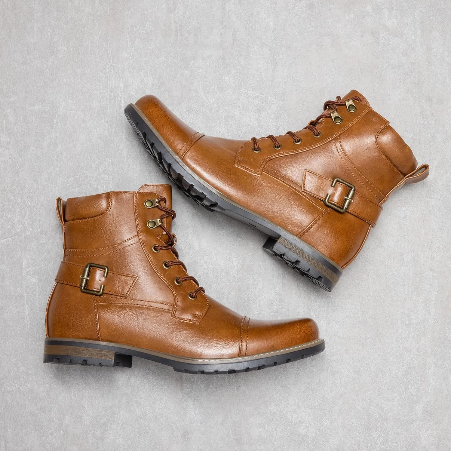 Bruno Marc Men's Motorcycle Combat Boots Zipper Biker Boot