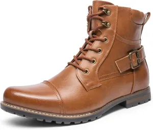 Bruno Marc Men's Motorcycle Combat Boots Zipper Biker Boot