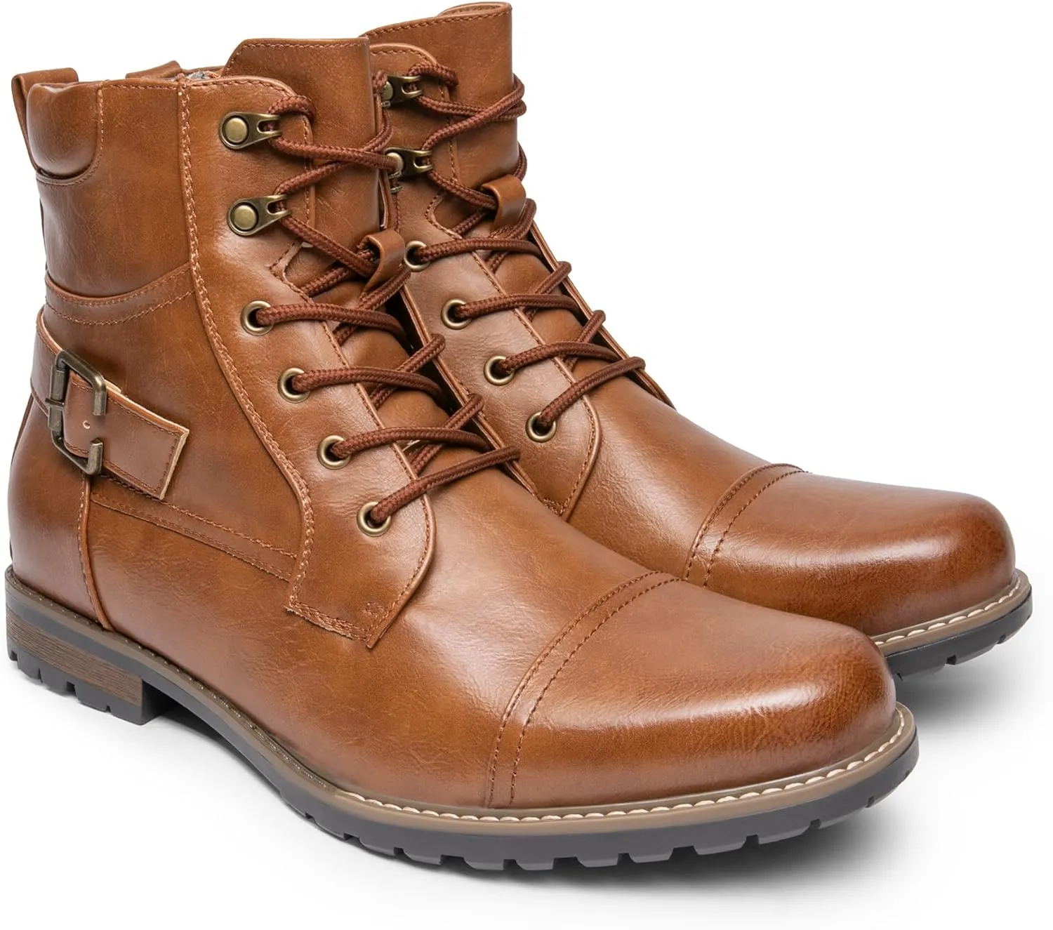 Bruno Marc Men's Motorcycle Combat Boots Zipper Biker Boot