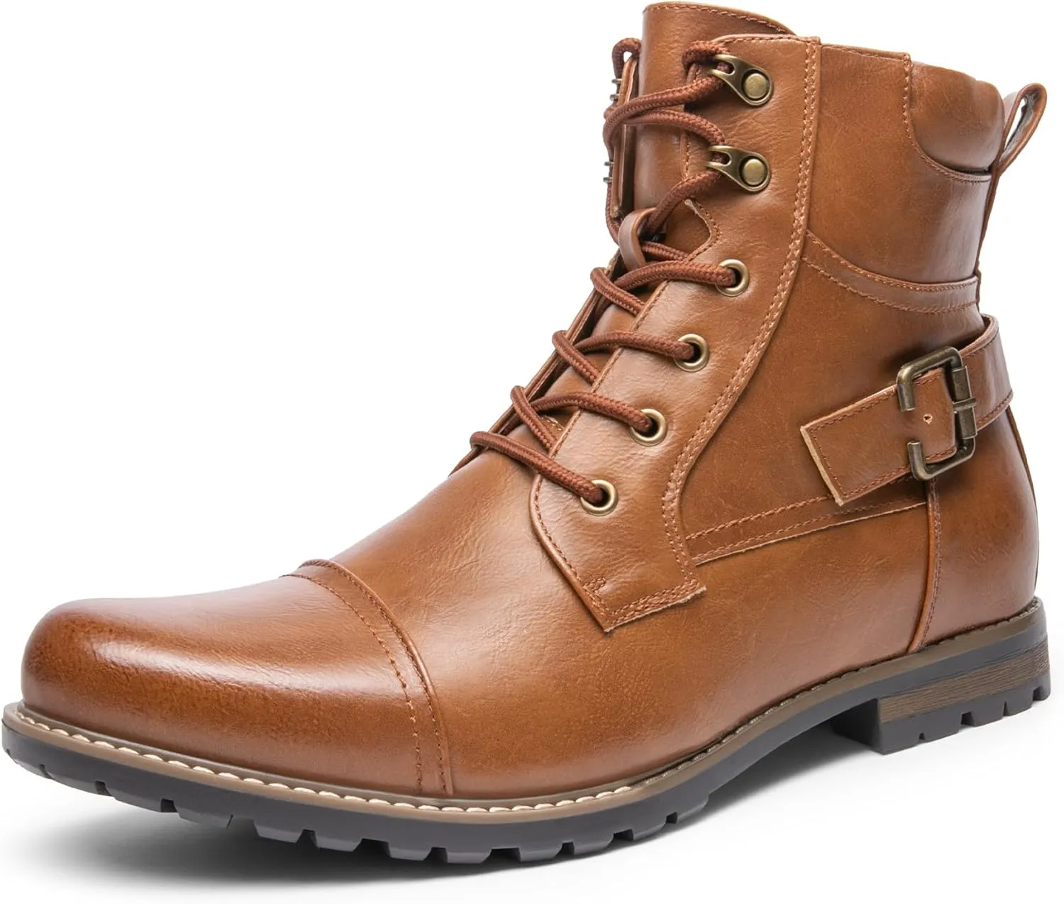 Bruno Marc Men's Motorcycle Combat Boots Zipper Biker Boot