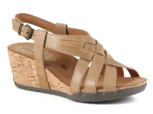 Bussola Gobba Sand NYNETTE Adjustable Back Womens Wedge Sandals NYNETTE