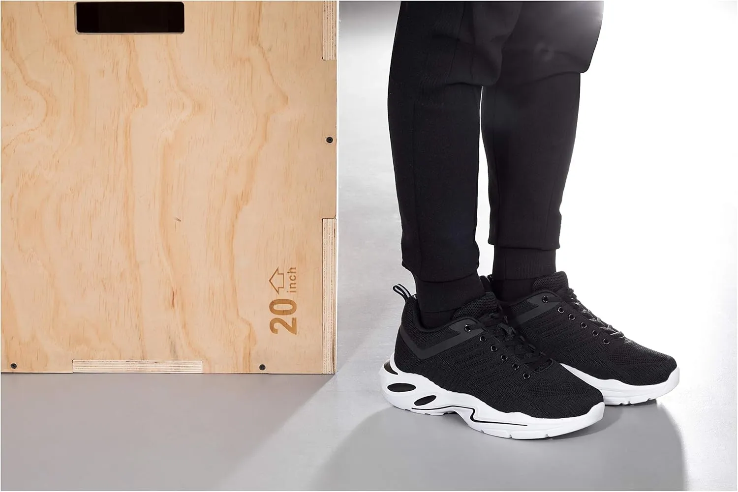 CALTO Men's Invisible Height Increasing Elevator Shoes - Black/White Super Lightweight Sporty Sneakers - 2.6 Inches Taller - Q330 - Size 8 D(M) US