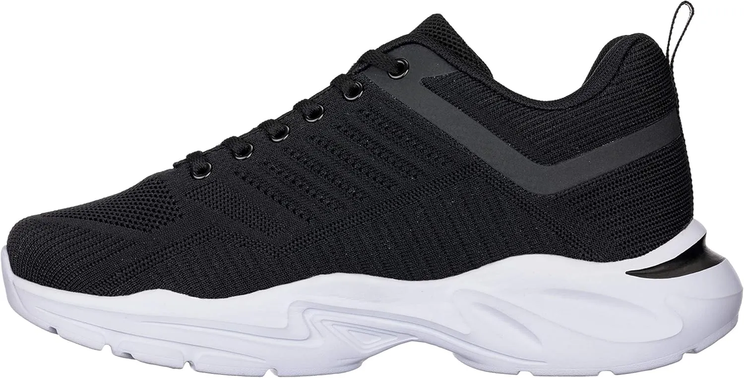 CALTO Men's Invisible Height Increasing Elevator Shoes - Black/White Super Lightweight Sporty Sneakers - 2.6 Inches Taller - Q330 - Size 8 D(M) US