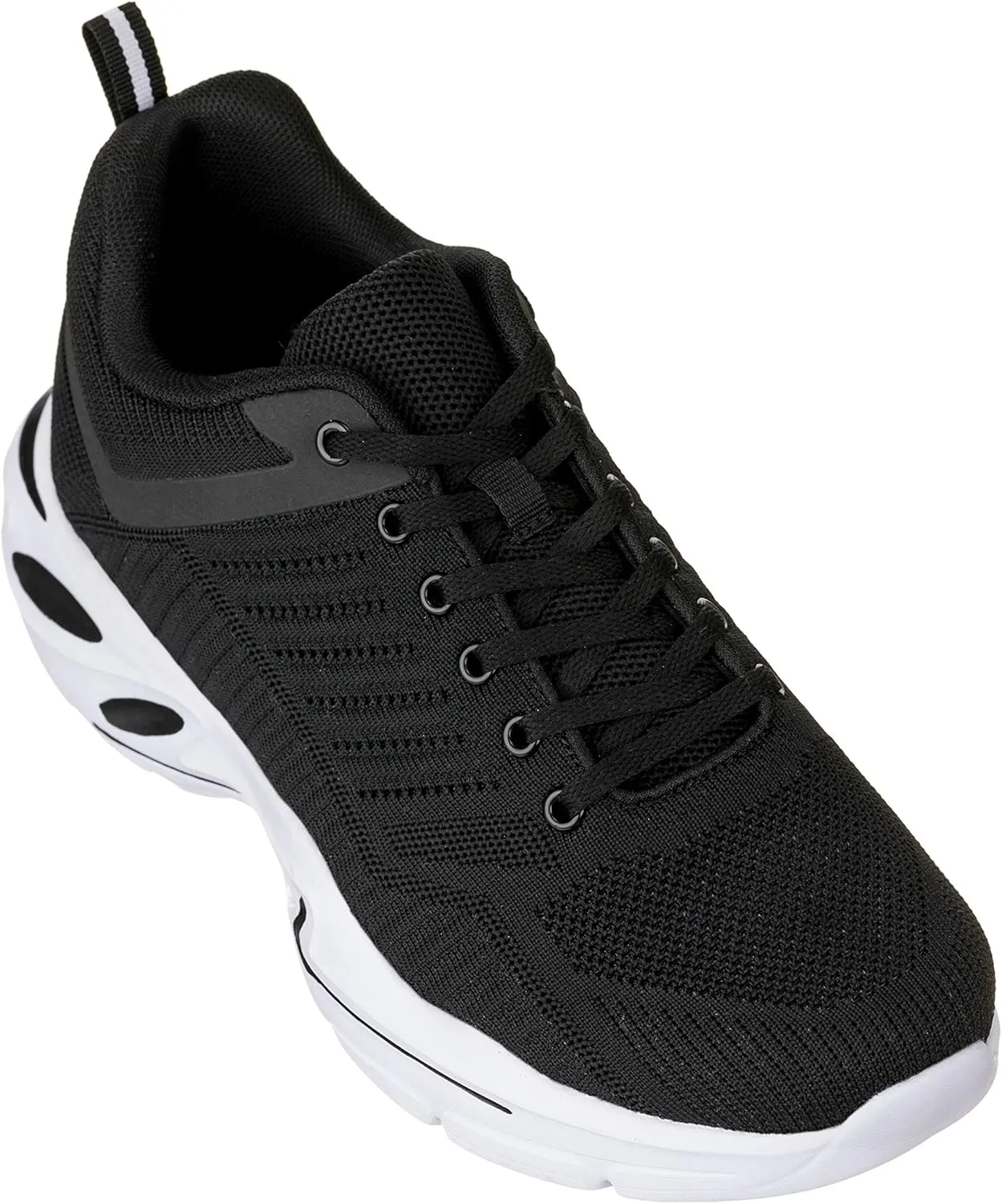 CALTO Men's Invisible Height Increasing Elevator Shoes - Black/White Super Lightweight Sporty Sneakers - 2.6 Inches Taller - Q330 - Size 8 D(M) US