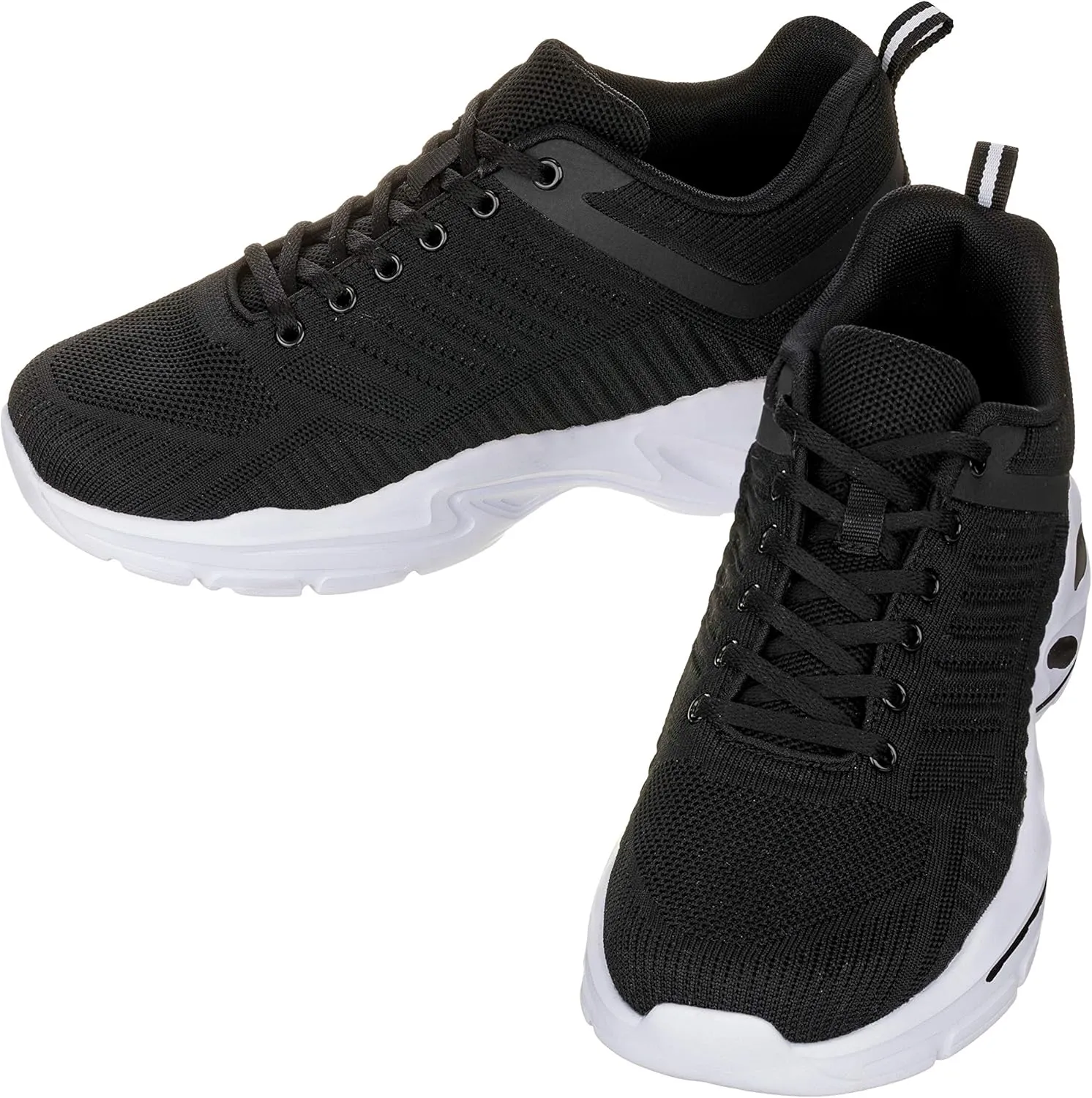CALTO Men's Invisible Height Increasing Elevator Shoes - Black/White Super Lightweight Sporty Sneakers - 2.6 Inches Taller - Q330 - Size 8 D(M) US