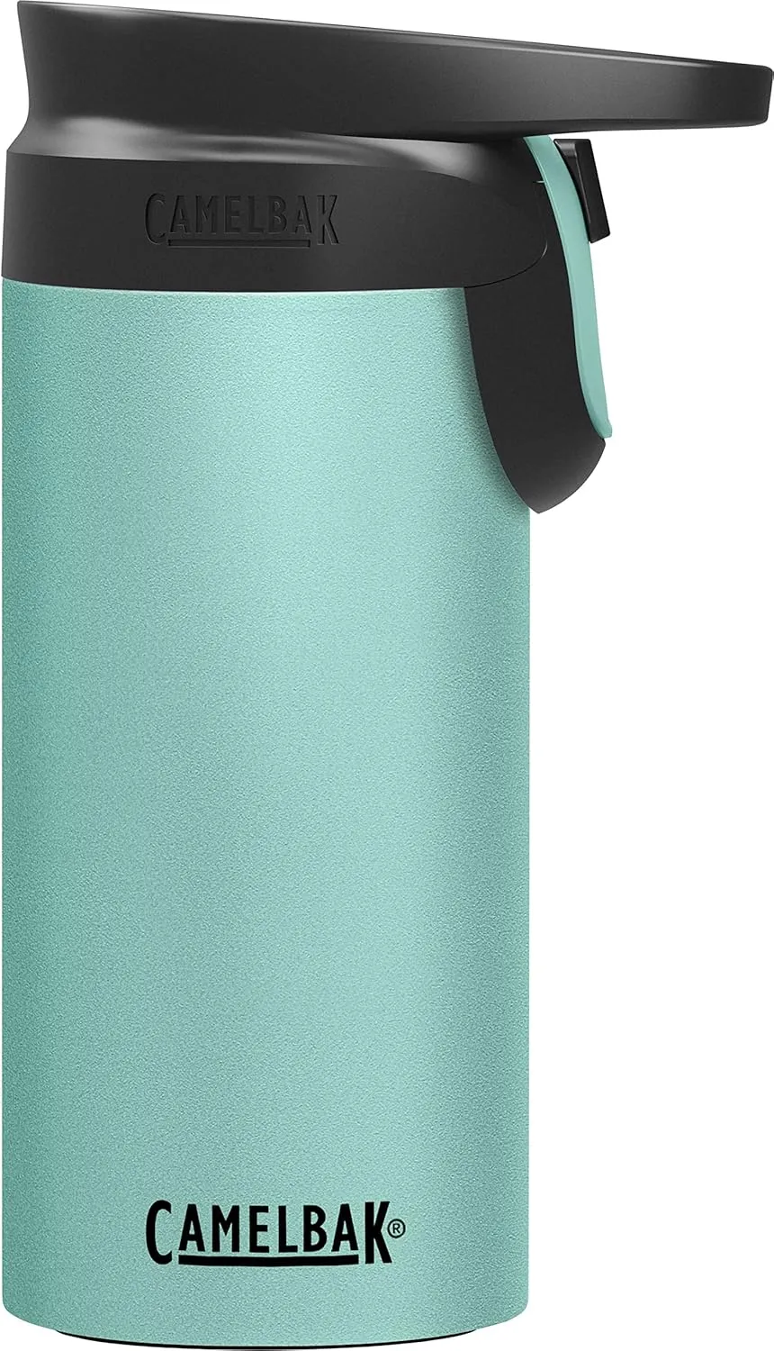 CamelBak Forge Flow Coffee & Travel Mug, Insulated Stainless Steel - Non-Slip Silicon Base - Easy One-Handed Operation - 12oz, Coastal