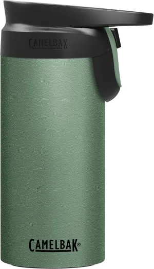 CamelBak Forge Flow Coffee & Travel Mug, Insulated Stainless Steel - Non-Slip Silicon Base - Easy One-Handed Operation - 12oz, Moss