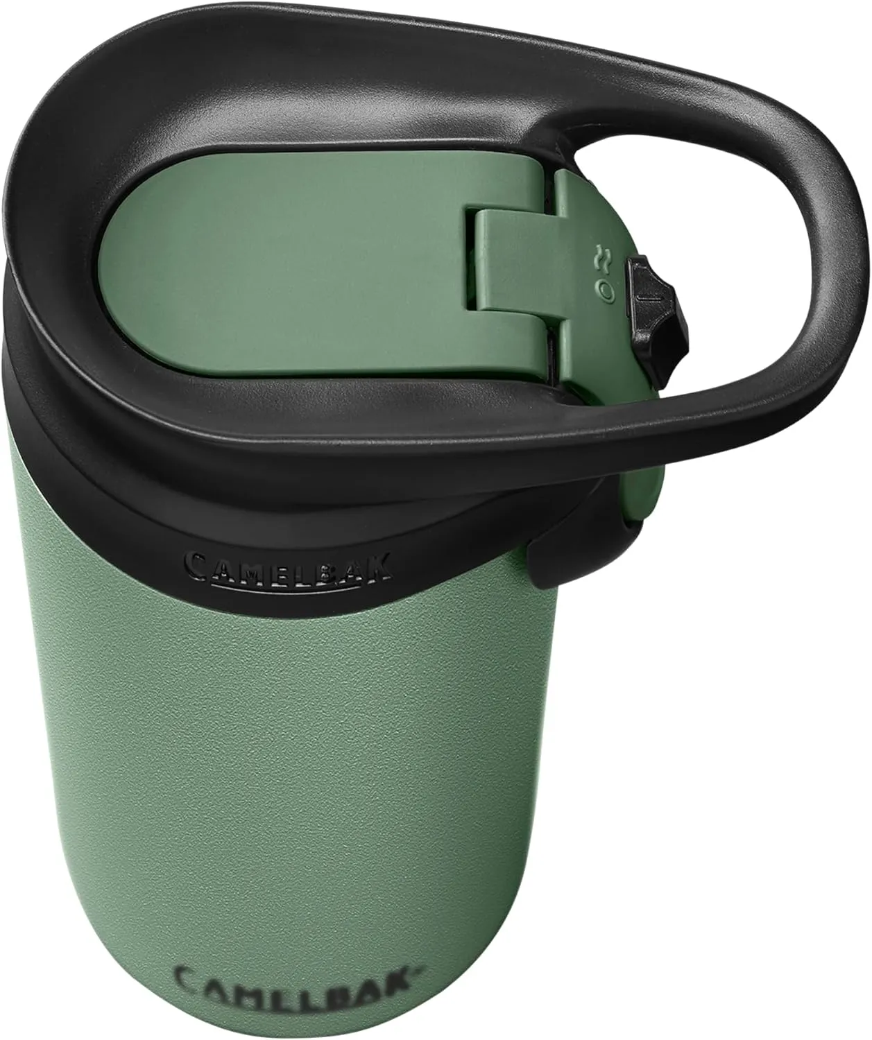 CamelBak Forge Flow Coffee & Travel Mug, Insulated Stainless Steel - Non-Slip Silicon Base - Easy One-Handed Operation - 12oz, Moss