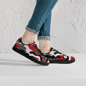 Camo Sneakers | Classic Low-Top | Red, Black, & White
