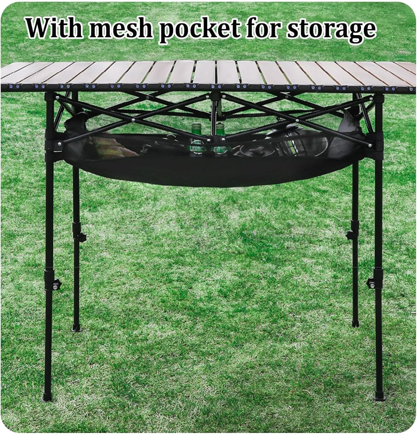 Camping Table Carbon Steel Aluminum Alloy Folding Picnic Table with Easy Carry Bag Lightweight Roll Table for Outdoor Cooking, Beach