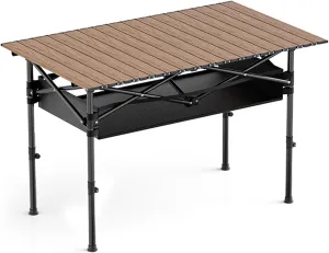 Camping Table Carbon Steel Aluminum Alloy Folding Picnic Table with Easy Carry Bag Lightweight Roll Table for Outdoor Cooking, Beach