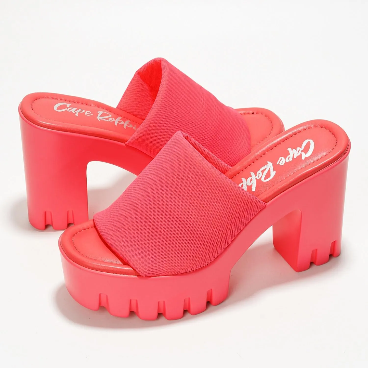 Cape Robbin Women's Round Toe Platform Sandals - Comfortable Block Heel Slip-On Summer Sandals (Echoya)