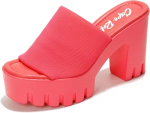 Cape Robbin Women's Round Toe Platform Sandals - Comfortable Block Heel Slip-On Summer Sandals (Echoya)
