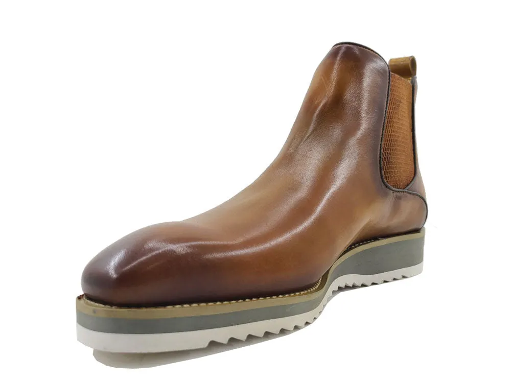 Carrucci chelsea boot cognac pull on Men's boots casual and dress design genuine leather