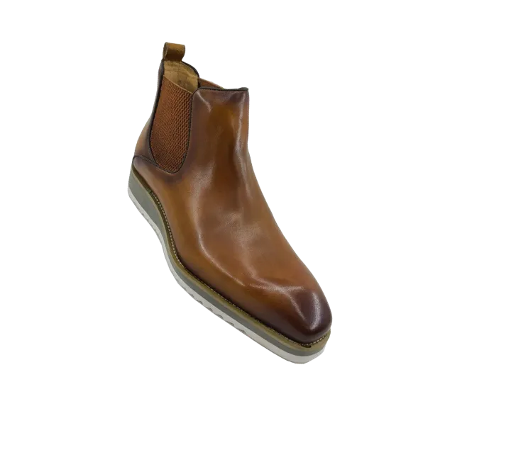 Carrucci chelsea boot cognac pull on Men's boots casual and dress design genuine leather