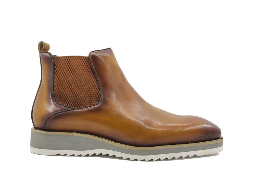 Carrucci chelsea boot cognac pull on Men's boots casual and dress design genuine leather