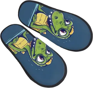 Cartoon crocodile Women's Slippers Fuzzy Slip-on Slippers Non-slip House Slippers Warm Cozy Bedroom Shoes