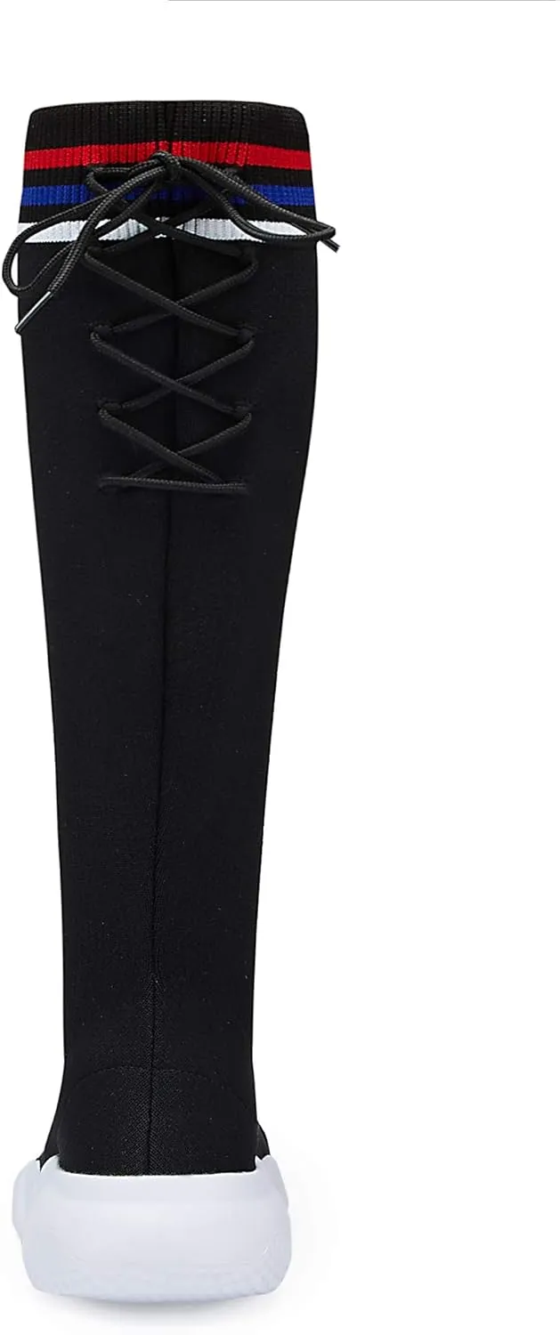 Casbeam Womens Knee High Boots High Top Shoes for Girls Comfortable Slip-On Sock Sneakers