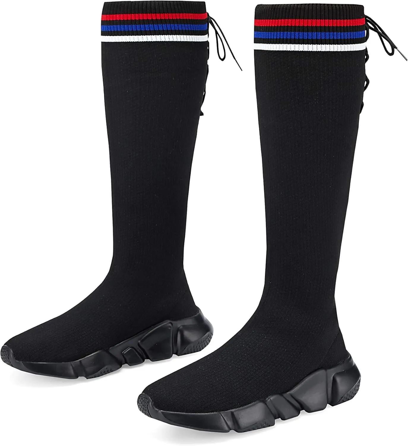 Casbeam Womens Knee High Boots High Top Shoes for Girls Comfortable Slip-On Sock Sneakers