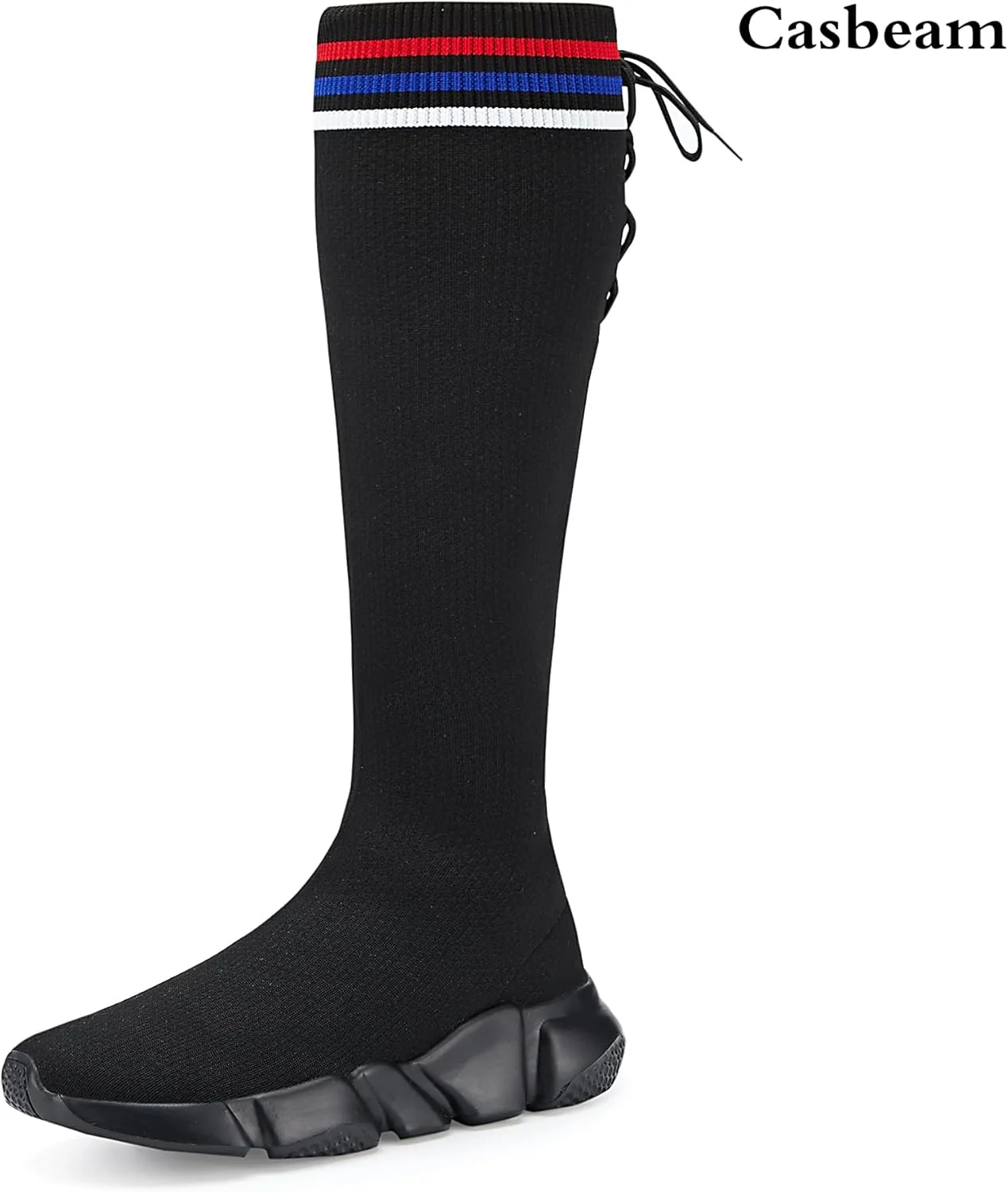 Casbeam Womens Knee High Boots High Top Shoes for Girls Comfortable Slip-On Sock Sneakers