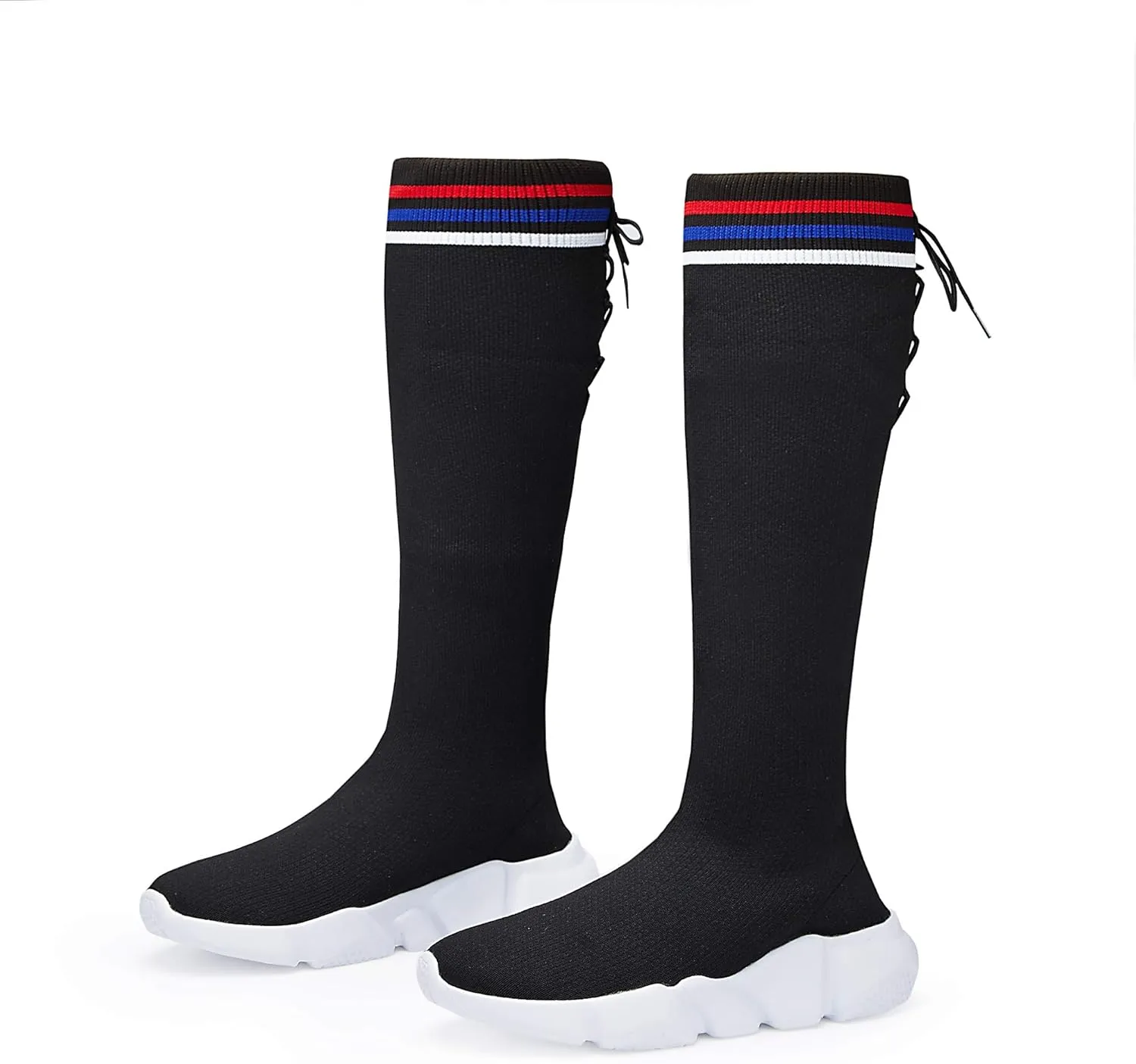 Casbeam Womens Knee High Boots High Top Shoes for Girls Comfortable Slip-On Sock Sneakers