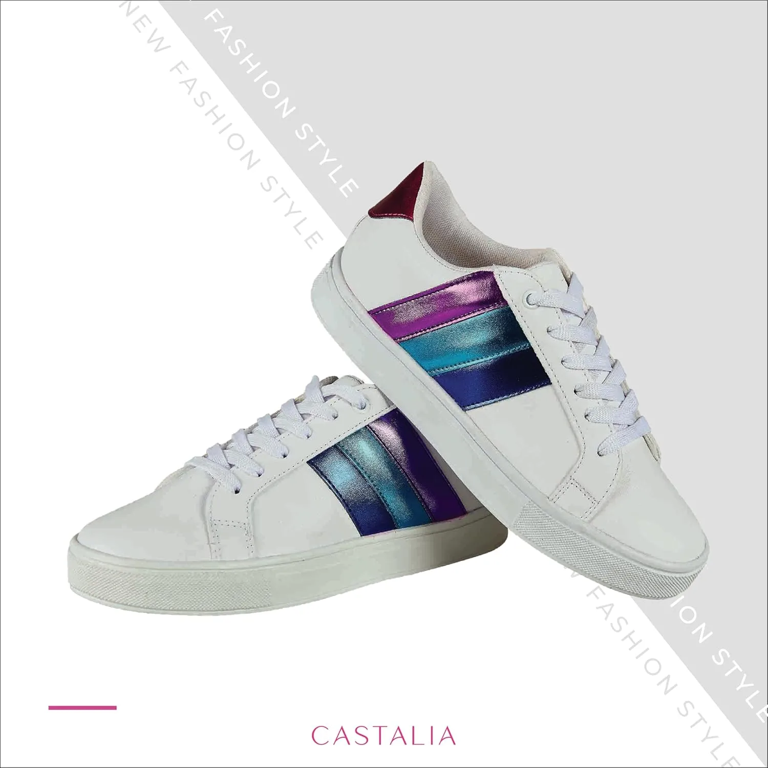 CASTALIA White Tennis Shoes Women, Stylish, Comfortable, Casual, Womens Walking Sneakers. Non-Slip Sole.