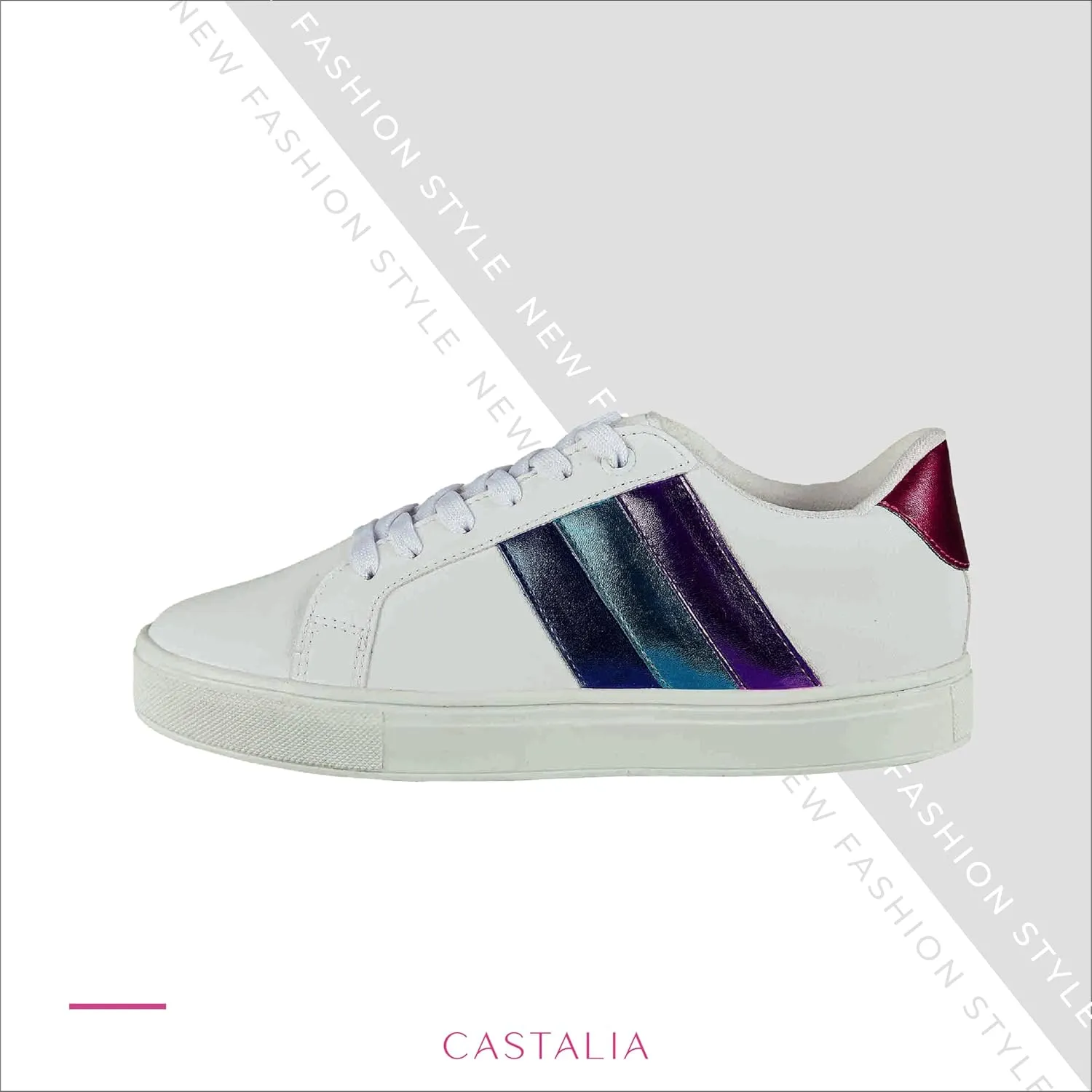 CASTALIA White Tennis Shoes Women, Stylish, Comfortable, Casual, Womens Walking Sneakers. Non-Slip Sole.