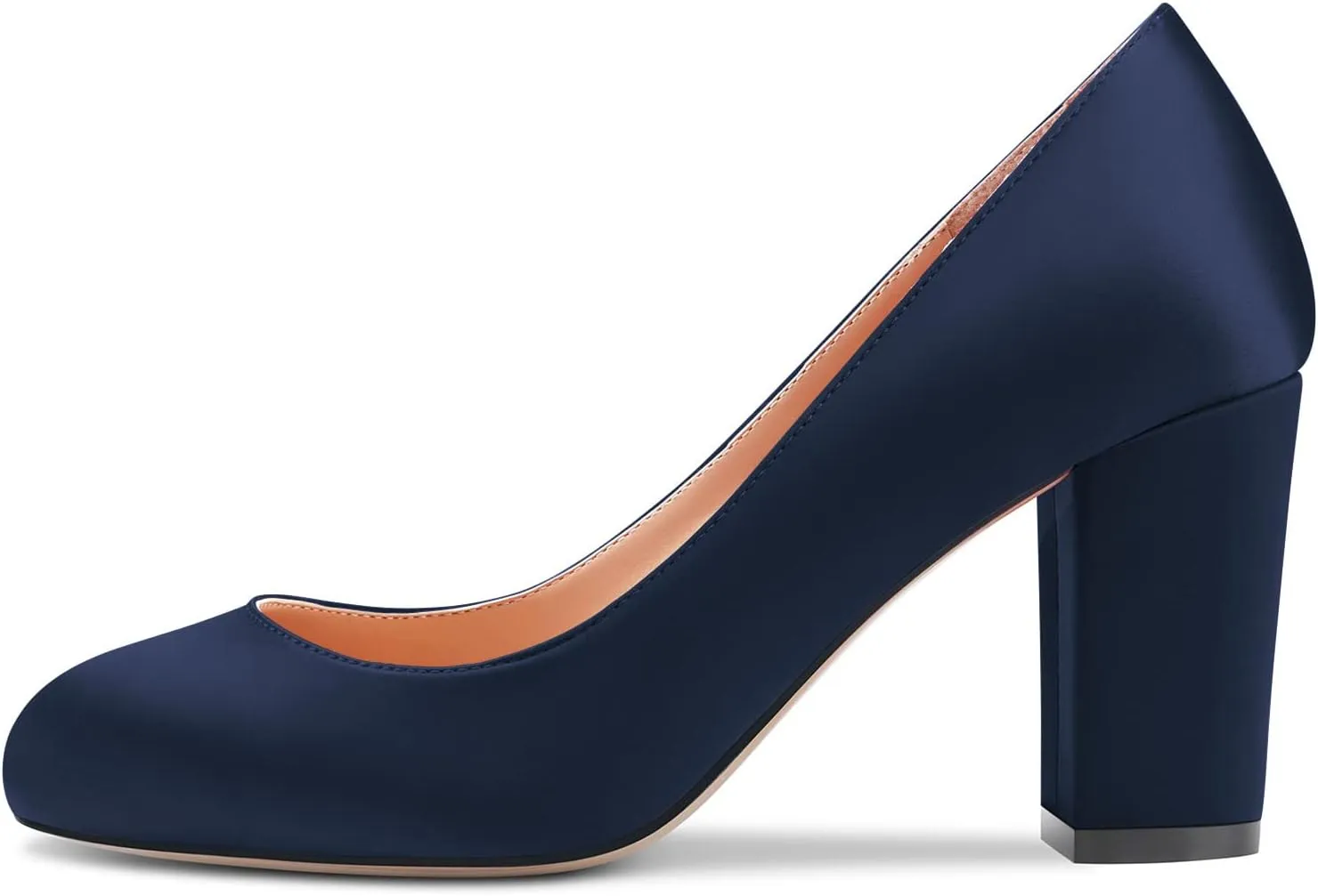 Castamere Women Chunky Block High Heel Round Toe Slip-on Pumps Wedding Party Dress 3.2 Inches Heels Shoes