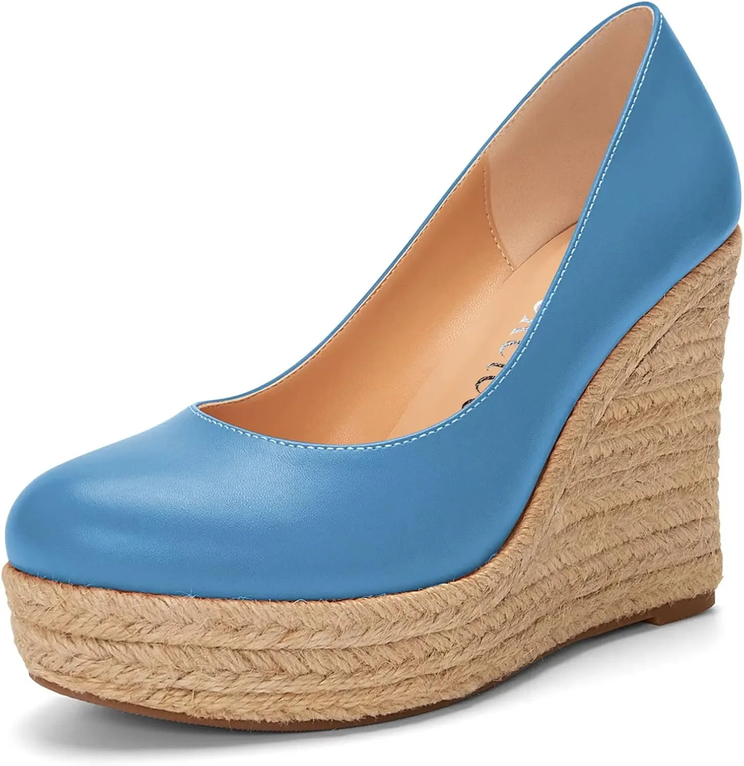 Castamere Women High Heel Wedge Platform Round Toe Pumps Slip-on Classic Cute Office Shoes