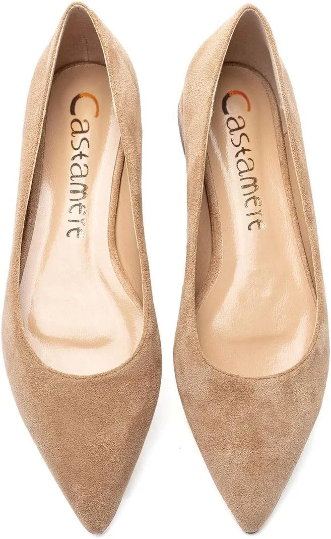 Castamere Women's Comfortable Ballet Slip-on Flats Pointed Toe Elegant Pumps with Low Heels