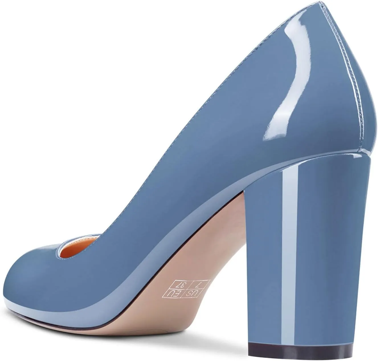 Castamere Women's High Heels Round Toe Slip-On Pumps Block Heel 8CM