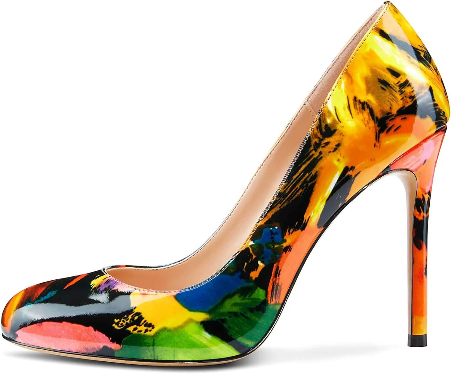 Castamere Womens Round Toe High Heels Pumps Slip On Stilettos 10CM Heel
