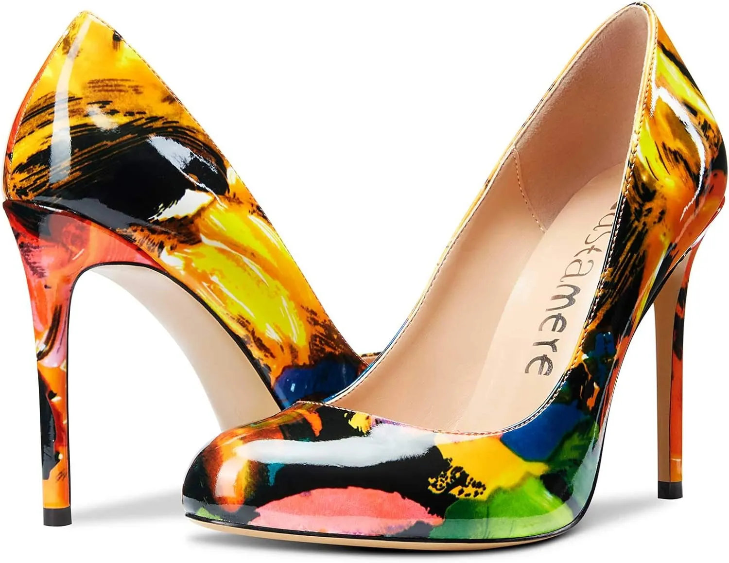 Castamere Womens Round Toe High Heels Pumps Slip On Stilettos 10CM Heel
