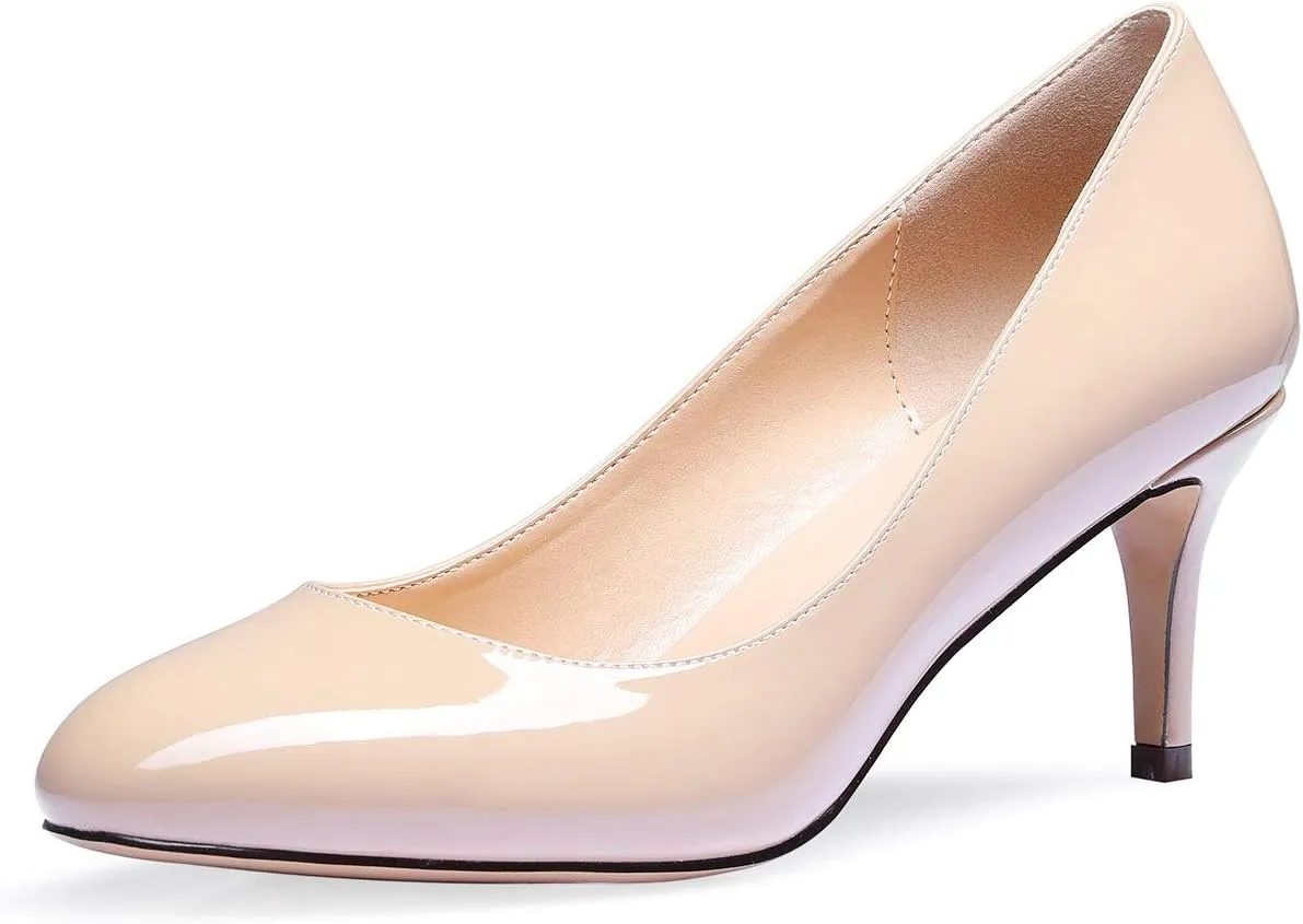 Castamere Womens Round Toe Pumps Stiletto Mid Heels Office Slip-on 6CM Heels