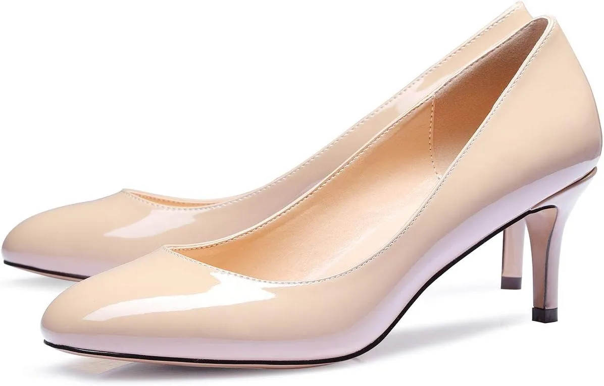 Castamere Womens Round Toe Pumps Stiletto Mid Heels Office Slip-on 6CM Heels