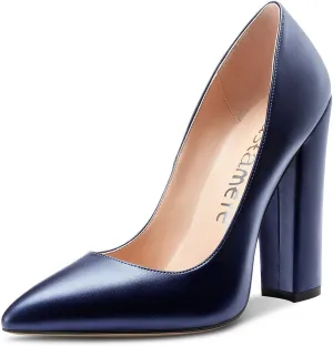 Castamere Womens Sky High Block Heels Pumps Pointed Toe Slip-on 4.7 Inch Heels Shoes