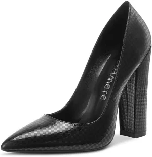 Castamere Womens Sky High Block Heels Pumps Pointed Toe Slip-on 4.7 Inch Heels Shoes