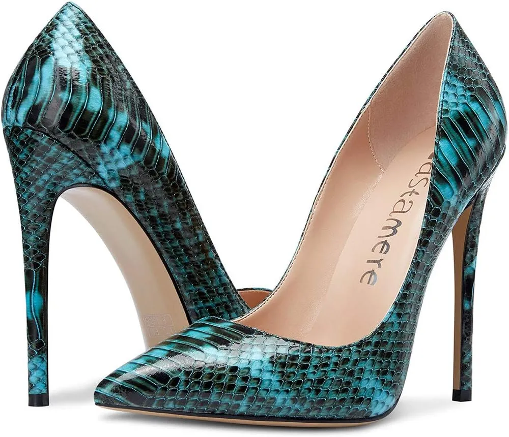Castamere Womens Sky High Heels Basic Pumps Pointed-Toe Slip-On Stilettos 12CM Heel Shoes