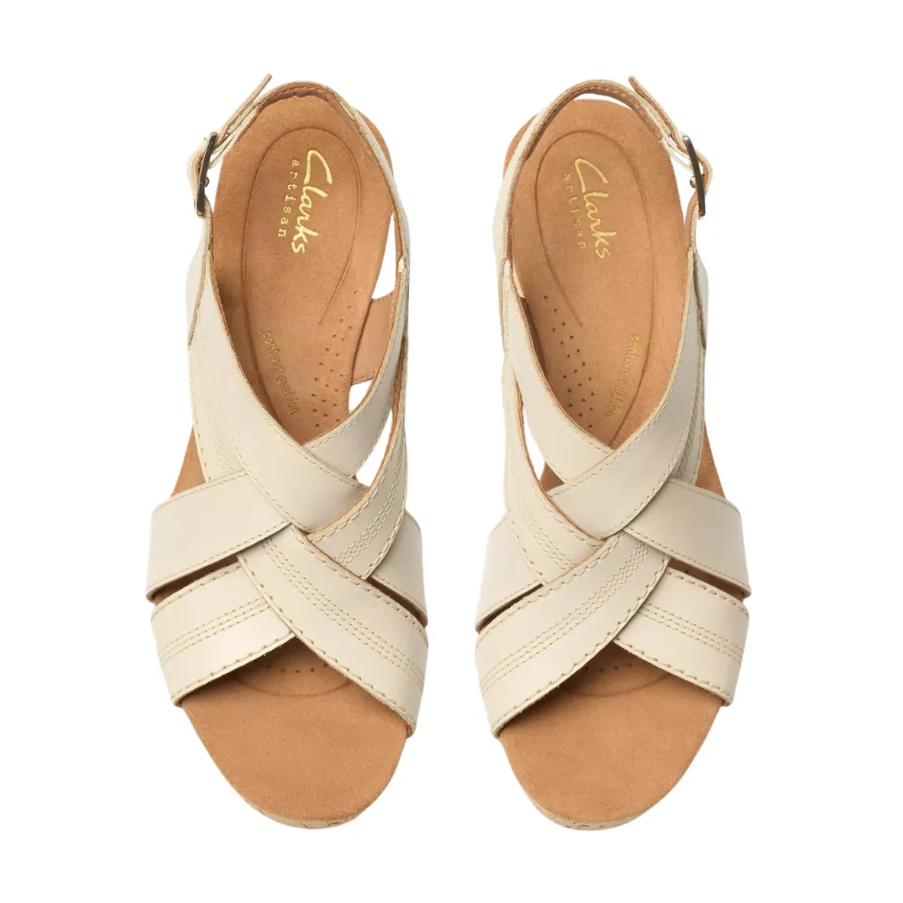 Clarks Sabina Sling Cream Leather Sandal (Women's)