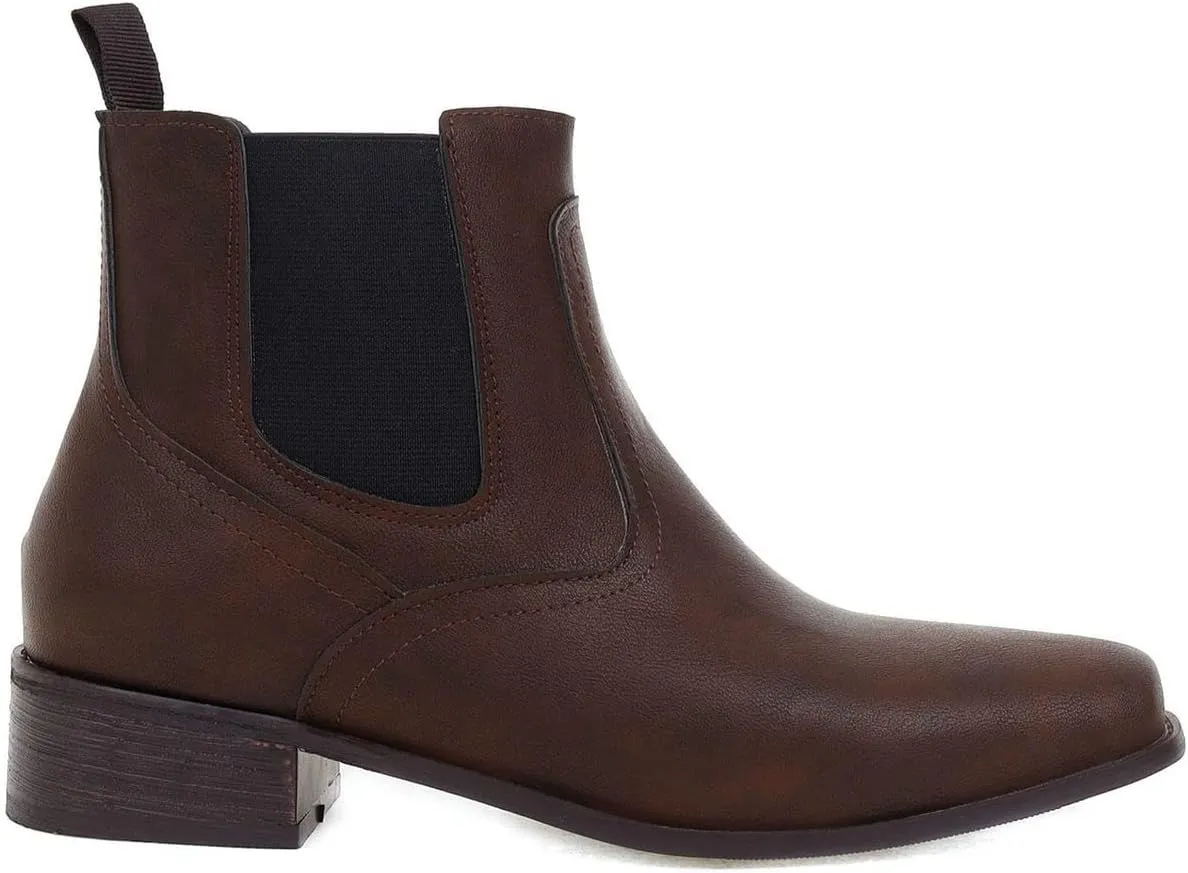 ClassicSter Womens Square Toe Chelsea Ankle Boots Low Chunky Block Heeled Stretch Booties