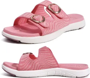 COFACE Womens Orthotic Slides Comfort Plantar Fasciitis Arch Support Slip on Flat Sandals Ladies Soft Cushion Fashion Yoga Mat Slippers With Adjustable Straps