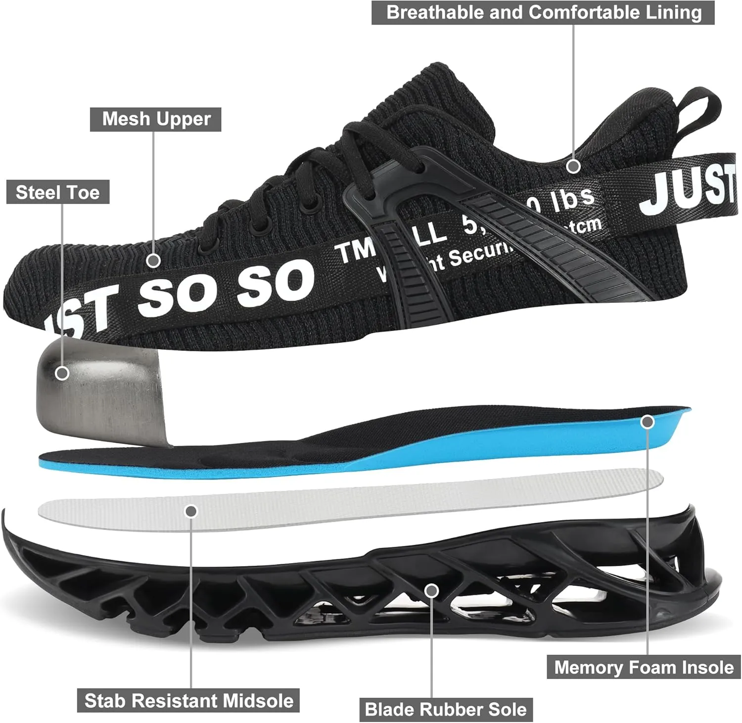 COKAFIL Steel Toe Shoes for Men Women Slip On Work Safety Cap Sneakers Comfortable Puncture Proof Slip Resistant Shoes