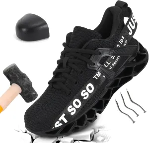 COKAFIL Steel Toe Shoes for Men Women Slip On Work Safety Cap Sneakers Comfortable Puncture Proof Slip Resistant Shoes