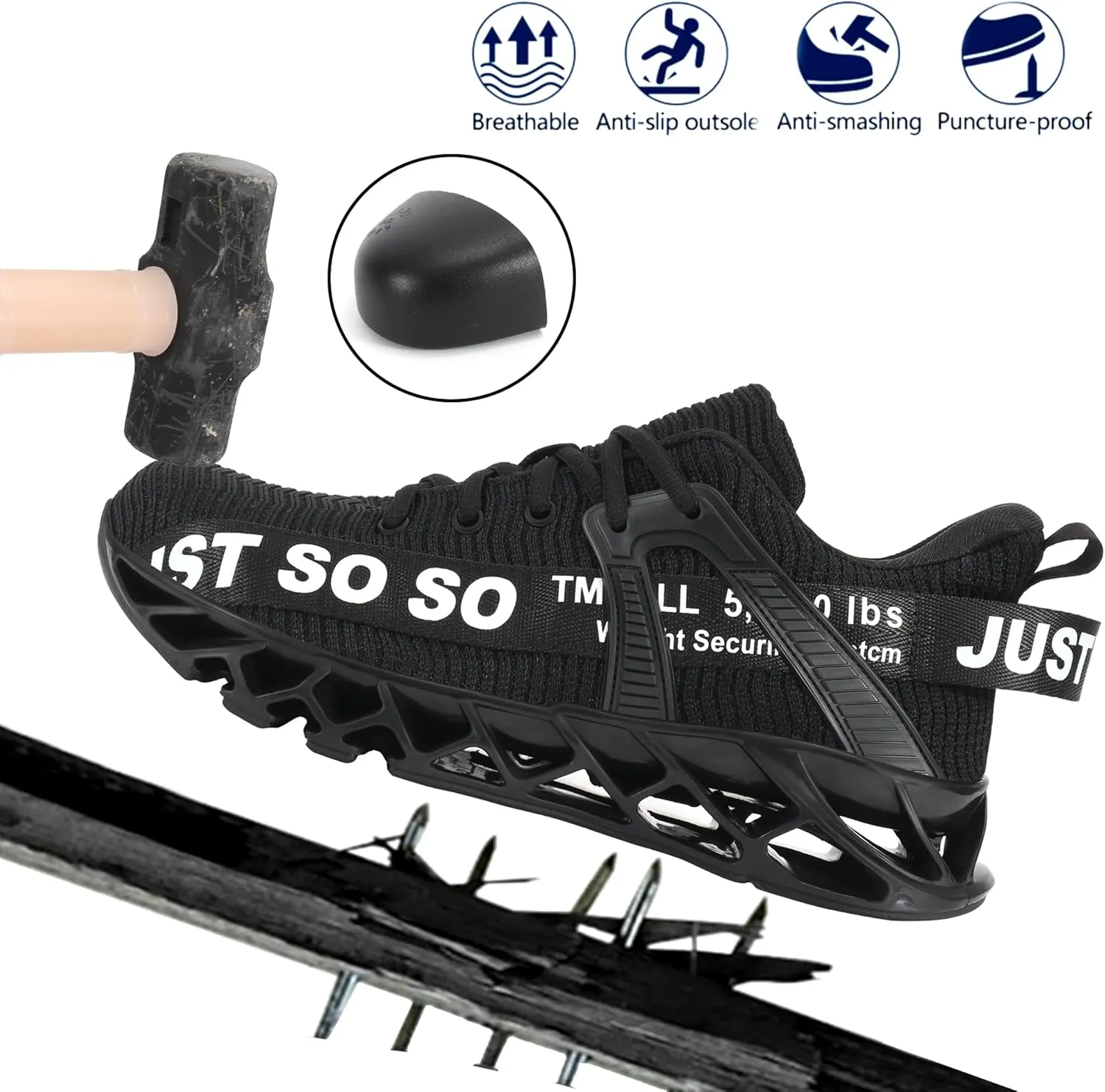 COKAFIL Steel Toe Shoes for Men Women Slip On Work Safety Cap Sneakers Comfortable Puncture Proof Slip Resistant Shoes