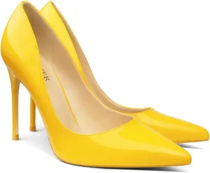 COLETER Women's 4 Inch Pumps Pointy Toe Wedding Dress Shoes Slip on Stiletto Pumps