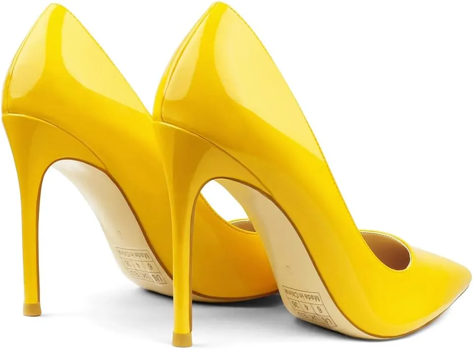 COLETER Women's 4 Inch Pumps Pointy Toe Wedding Dress Shoes Slip on Stiletto Pumps